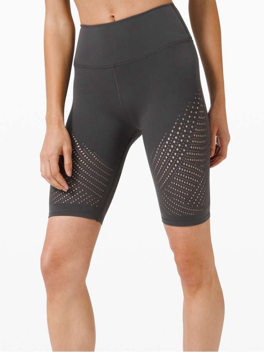 NWT Lululemon High-Waist Graphite Gray Laser-Cut Bike Shorts